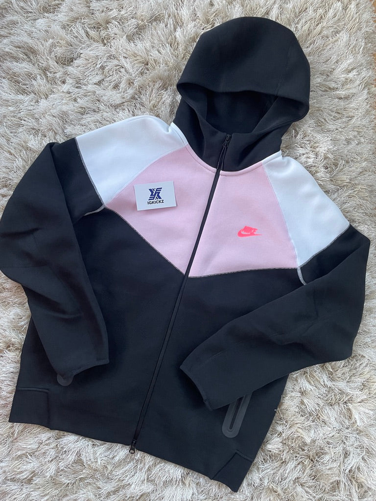 Nike Tech Fleece Full Zip Hoodie Black Pink White